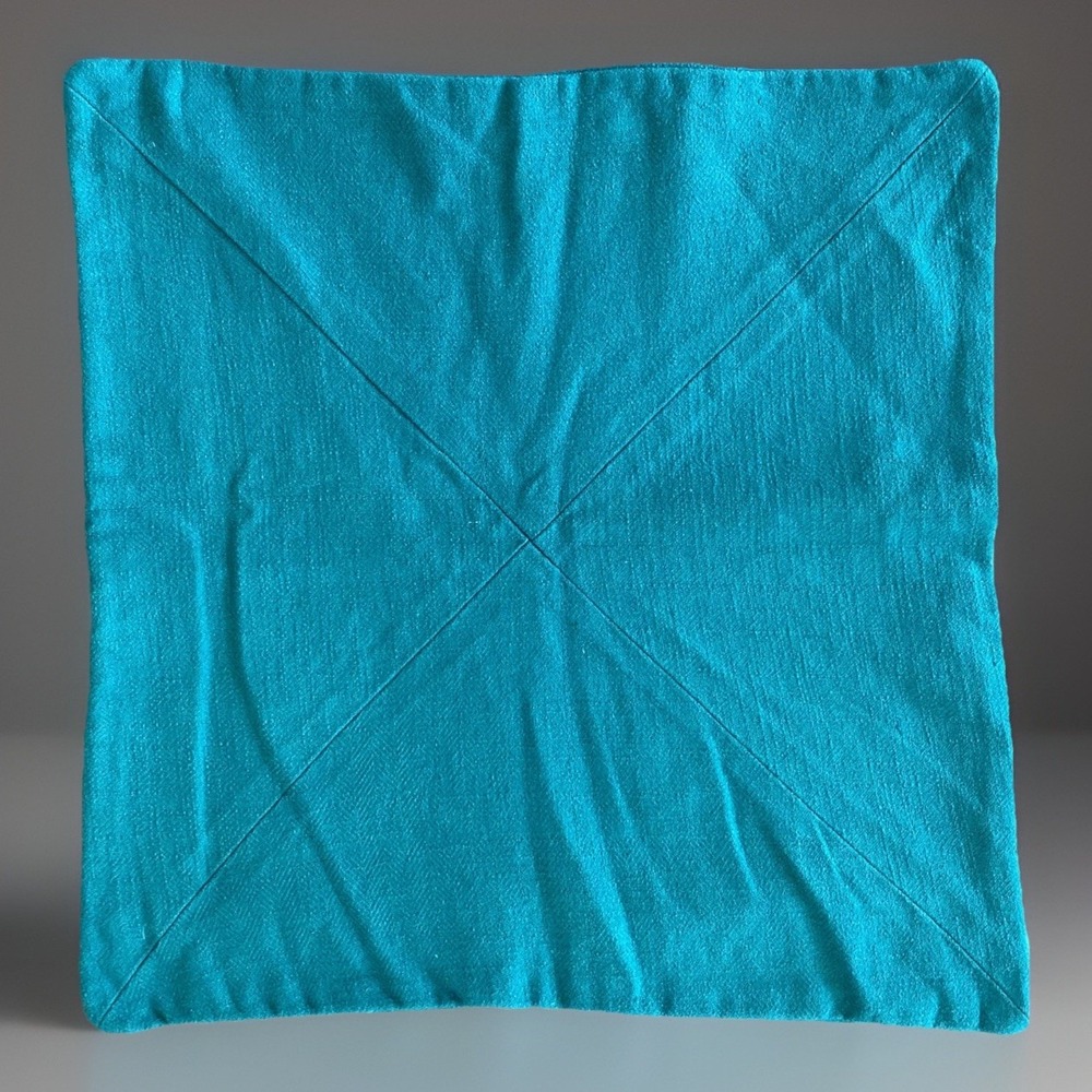 WORLD MARKET Turquoise Triangles 20" x 20" Pillow Cover Herringbone Tweed